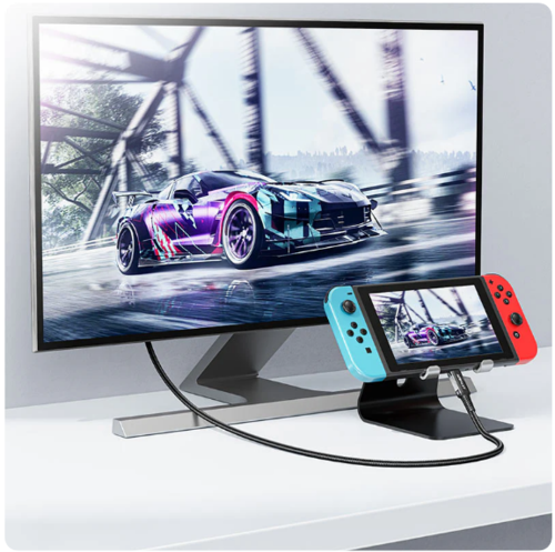 כבל HDMI איכותי, USB-C ל-HDTV 4K, סגסוגת אלומיניום, חיפוי קלוע, 1.8 מטר