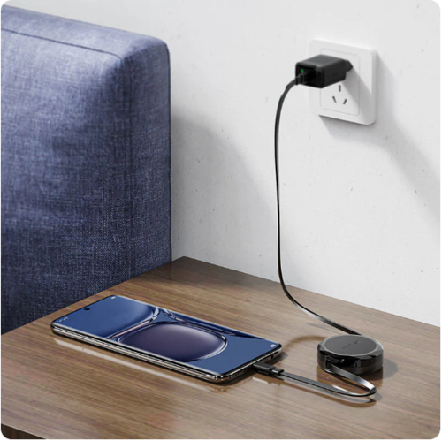 כבל סנכרון וטעינה מהירה USB-C ל-USB-C נשלף, אורך 0.8 מטר