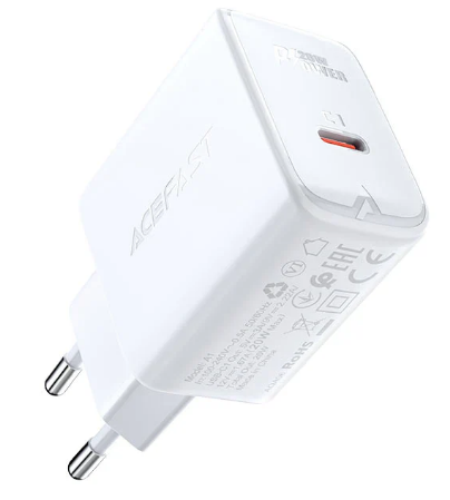 ראש מטען קיר USB-C, לבן