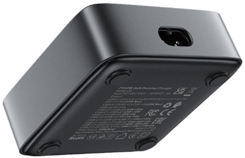 מטען מפוצל שולחני חכם עם 2 יציאות USB-C ו-2 יציאות USB-A, עמדת טעינה מהירה לכל המכשירים בבית או במשרד