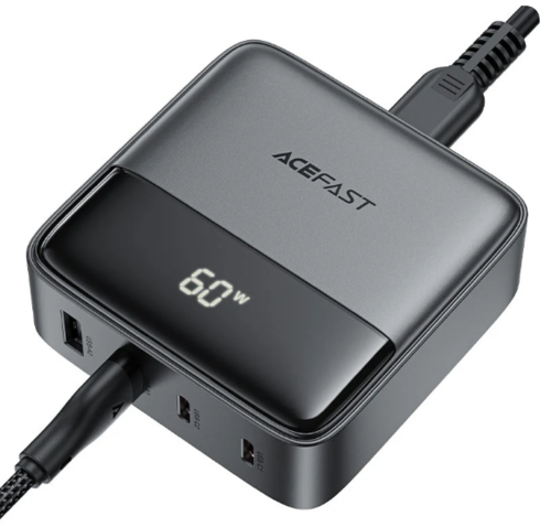 מטען מפוצל שולחני חכם עם 2 יציאות USB-C ו-2 יציאות USB-A, עמדת טעינה מהירה לכל המכשירים בבית או במשרד