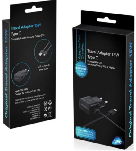 מטען בית USB-C 15w סמסונג מקורי, שחור S10