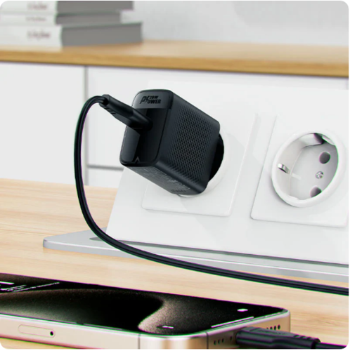 סט טעינה הכולל ראש מטען מהיר USB-C וכבל USB-C, טעינת PD20W מהירה, שחור