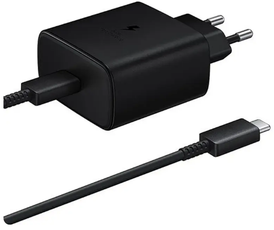 סט ראש מטען קיר סמסונג וכבל USB-C ל-USB-C, טעינה מהירה 25W, שחור