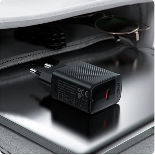 סט טעינה הכולל ראש מטען מהיר USB-C וכבל USB-C, טעינת PD20W מהירה, שחור