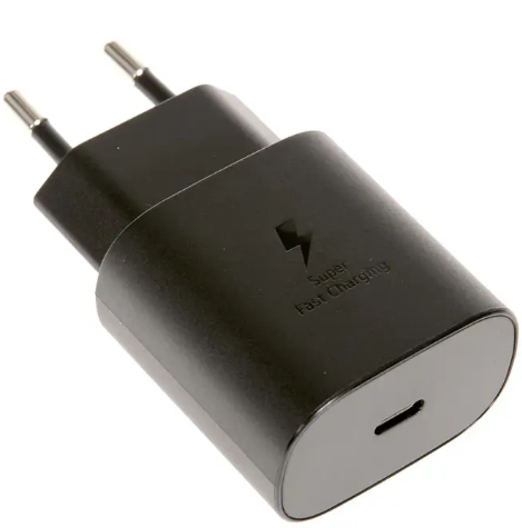 סט ראש מטען קיר סמסונג וכבל USB-C ל-USB-C, טעינה מהירה 25W, שחור