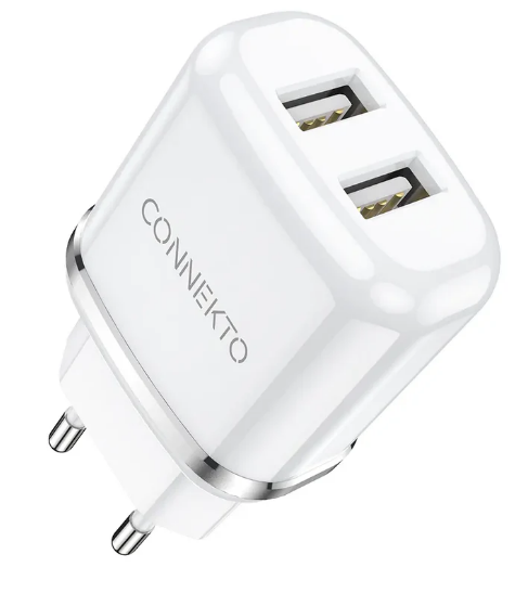 ראש מטען מהיר 2 יציאות USB-A, הספק מקסימלי 12W