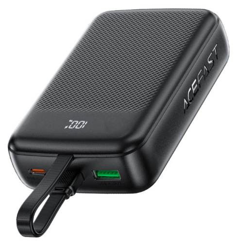 מטען נייד (סוללת גיבוי) 20000mAh לטעינה מהירה PD 22.5W, קומפקטי וקל משקל, שחור