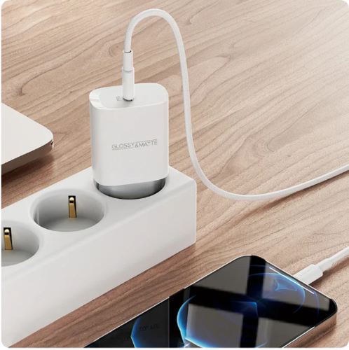 ראש מטען מהיר USB-C, טעינת PD20W, לבן