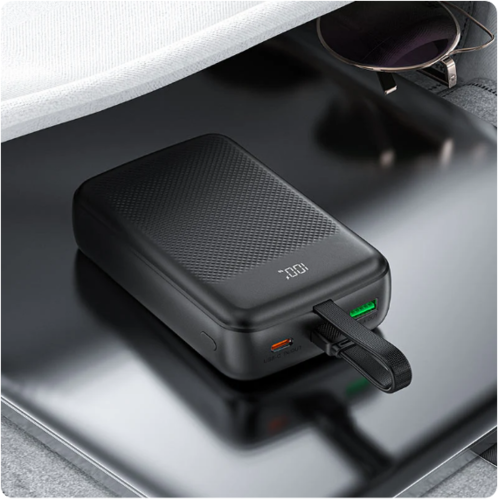 מטען נייד (סוללת גיבוי) 20000mAh לטעינה מהירה PD 22.5W, קומפקטי וקל משקל, שחור