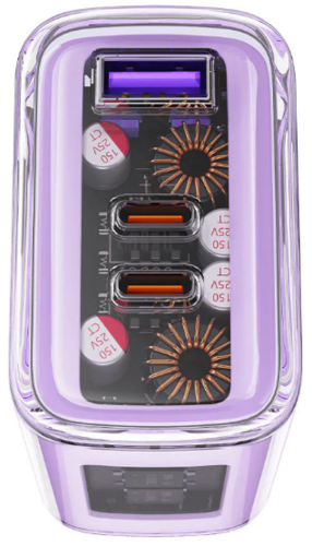 מטען קיר לטלפון, טעינה מהירה 2 כניסות USB-C וכניסת USB-A, ורוד