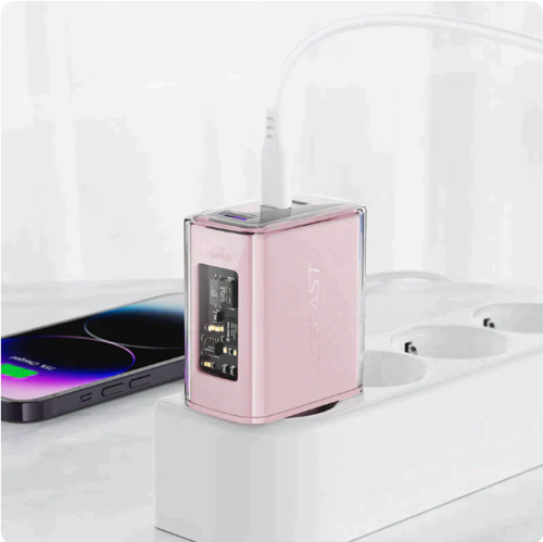 מטען קיר לטלפון, טעינה מהירה 2 כניסות USB-C וכניסת USB-A, סגול