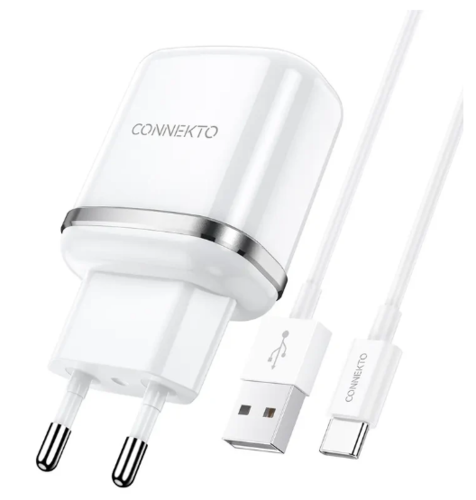 סט טעינה הכולל ראש מטען מהיר 2 יציאות USB-A וכבל USB-A ל-USB-C