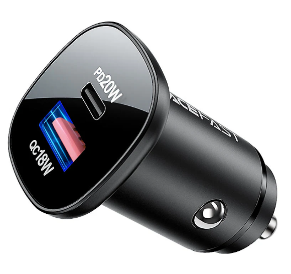 ראש מטען מהיר לרכב, 2 יציאות (USB-C+USB-A)