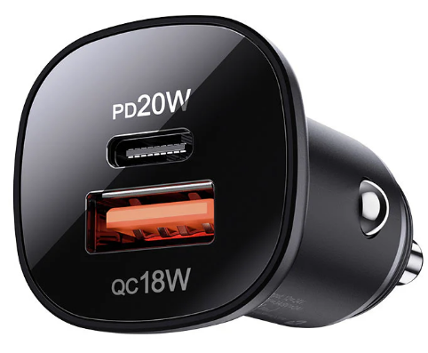 סט מטען מהיר לרכב הכולל ראש טעינה USB-C + USB-A וכבל טעינה USB-C ל-Lightning
