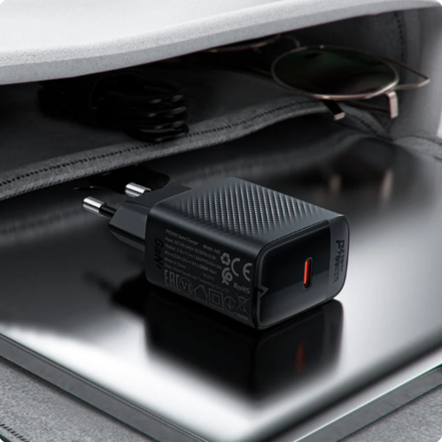 ראש מטען מהיר USB-C, טעינת PD20W מהירה, שחור