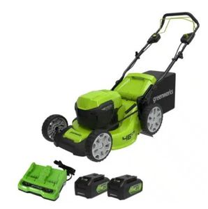 מכסחת דשא 48V + שתי סוללות 4 אמפר ומטען כפול GREENWORKS 99724-2