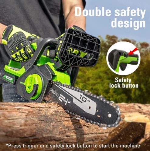 מסור שרשרת נטען GREENWORKS G24CS25 24V עם להב OREGON 25 ס