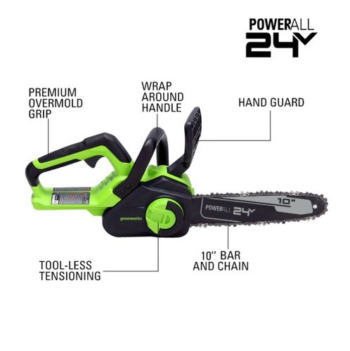 מסור שרשרת נטען GREENWORKS G24CS25 24V עם להב OREGON 25 ס