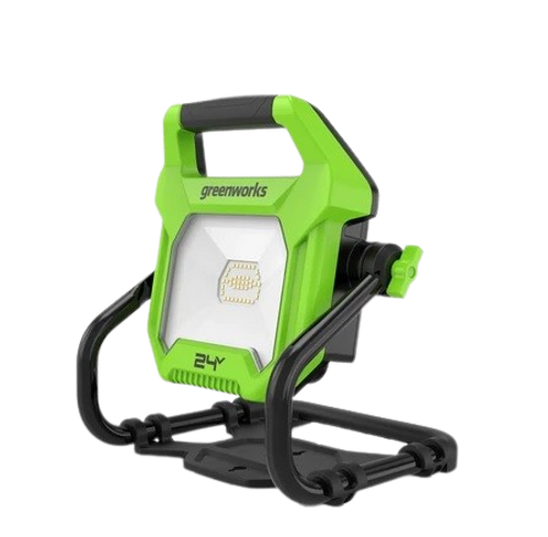 פנס LED מקצועי GREENWORKS 99784 עם 2000 לומן, ראש מסתובב 360 מעלות ומערכת הפעלה כפולה AC/DC לשימוש בסוללה או חיבור ישיר לחשמל
