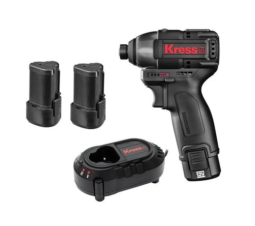 סט מברגה אימפקט עם שתי סוללות ומטען Kress 12V ku203