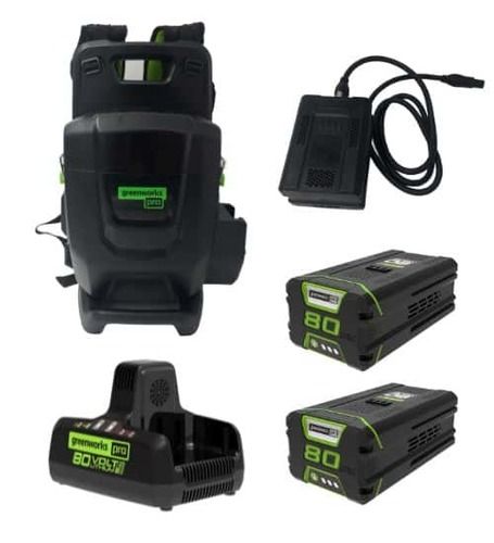 יחידת כח נישאת 80V PRO + שתי סוללות 5 אמפר + מטען כפול GREENWORKS 99781