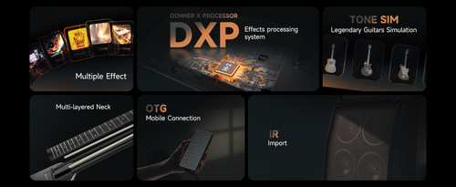 גיטרה חשמלית EC7030 נטענת עם אפקטים HUSH X PRO בצבע שחור מבית DONNER