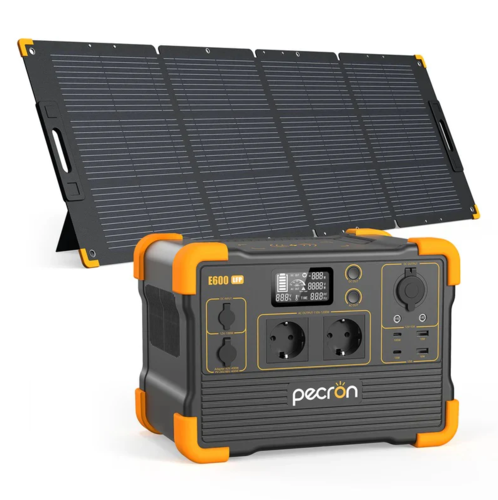 תחנת כח ניידת לקמפינג - PECRON E800LFP + פאנל סולארי מתקפל ECOFLOW 160W