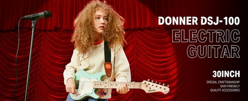 חבילת גיטרה חשמלית מותאמת לילדים DSJ100 בצבע טורקיז EC1377 מבית DONNER
