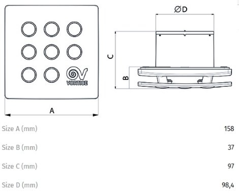 ונטה / שואב אוויר Vortice Punto Four M 100/4" L.L