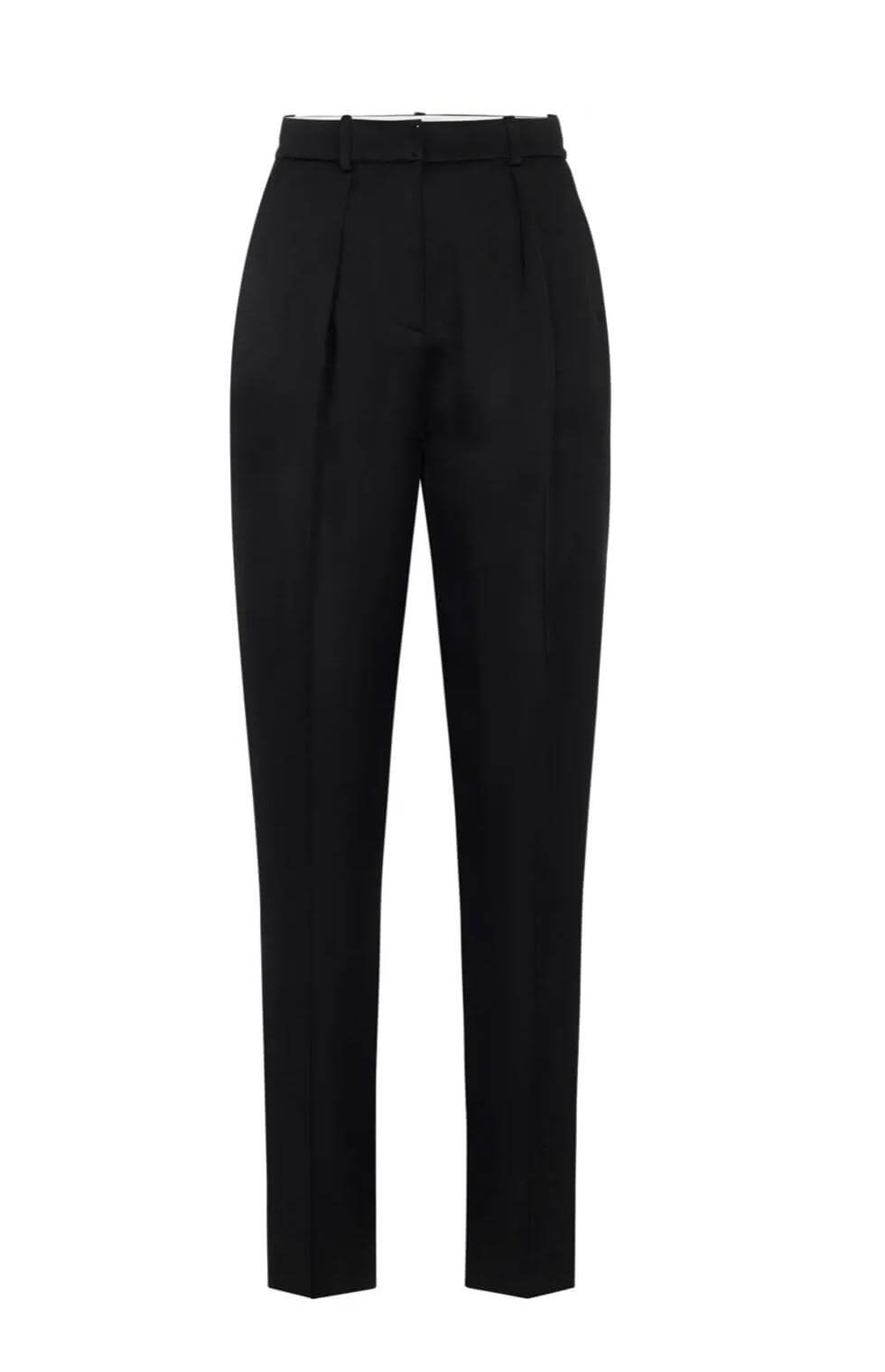 High-waisted shiny enver satin straight trousers with darts, .