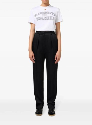 High-waisted shiny enver satin straight trousers with darts, .