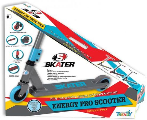 pro scooter קורקינט פעלולים מקצועי מבית skater- אפור 