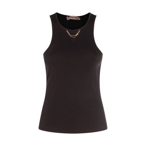 Ribbed top with chain TWINSET