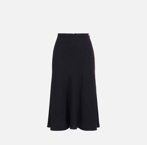 Satin crêpe midi skirt with bands