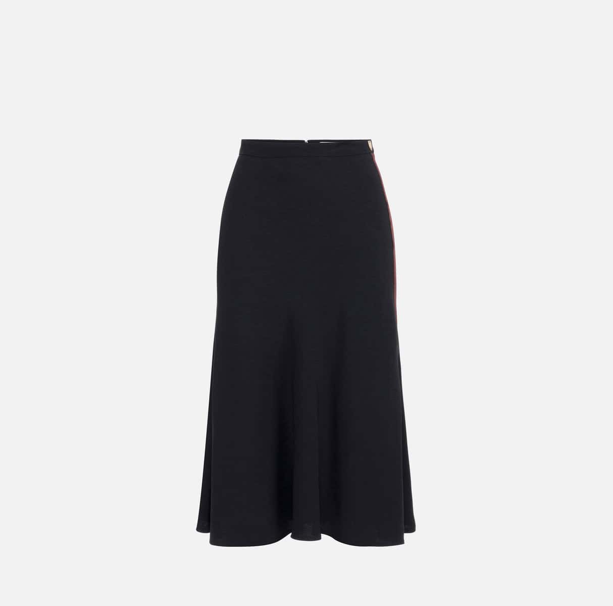 Satin crêpe midi skirt with bands