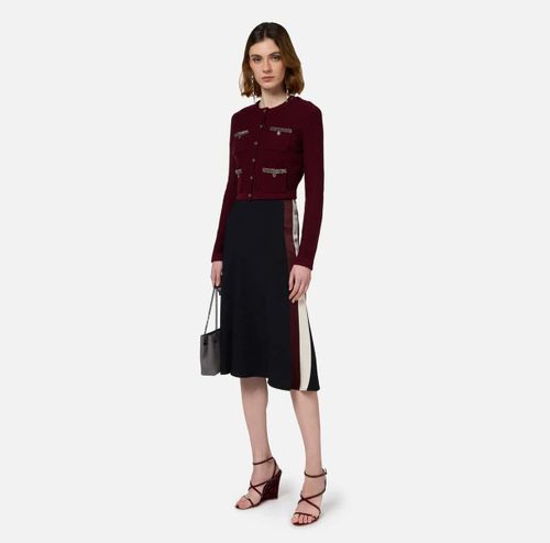 Satin crêpe midi skirt with bands