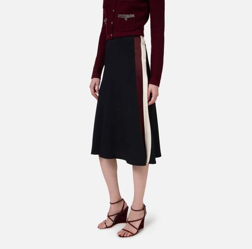 Satin crêpe midi skirt with bands
