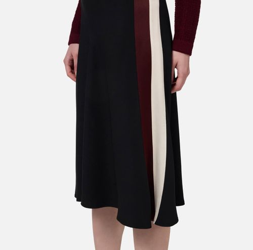 Satin crêpe midi skirt with bands