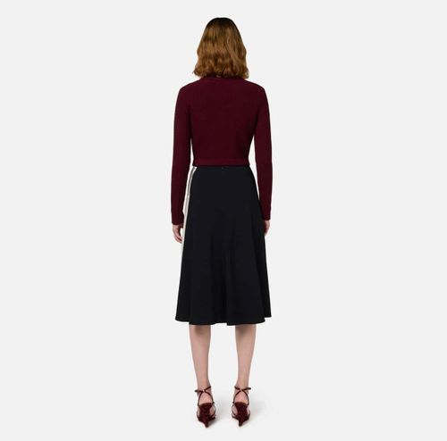 Satin crêpe midi skirt with bands