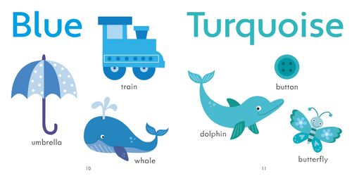 קלוז-אפ על לוח משחק לוטו צבעים Usborne עם איורים בהירים