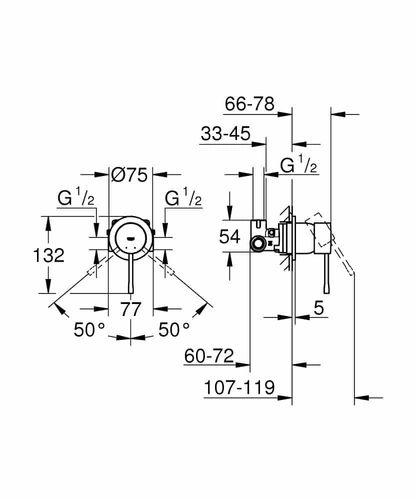 אינטרפוץ גרואה 3 דרך 29197KF0 קומפלט GROHE NEW ESSENCE גרפיט מוברש