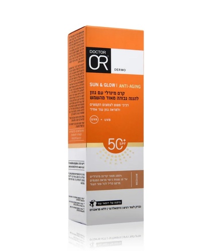 קרם הגנה מינרלי אנטי אייג'ינג עם גוון Doctor Or SUN & GLOW +50SPF Medium 