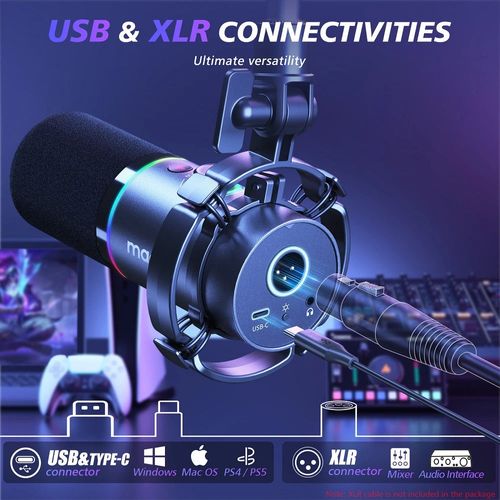 מיקרופון דינמי עם חצובה בחיבור XLR/USB דגם MAONO PD200XS