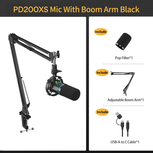 מיקרופון דינמי עם חצובה בחיבור XLR/USB דגם MAONO PD200XS