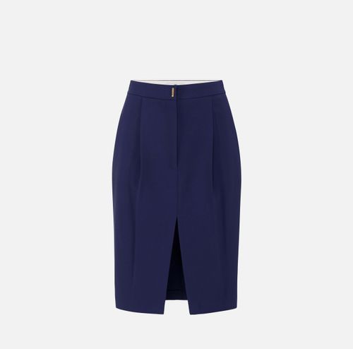Midi skirt in stretch crêpe fabric with darts