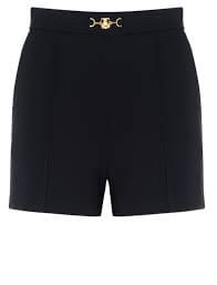 High waist shorts in double layer stretch crêpe fabric