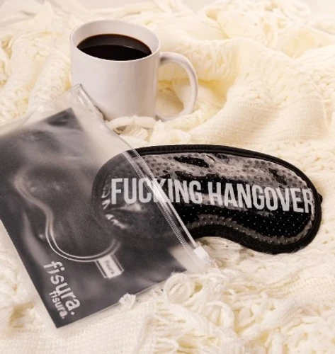 כיסוי עיניים ג'ל מקרר חמרמורת Fucking Hangover - שחור