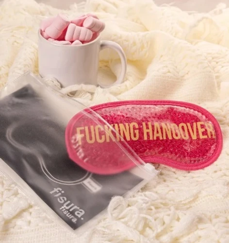 כיסוי עיניים ג'ל מקרר חמרמורת Fucking Hangover - ורוד