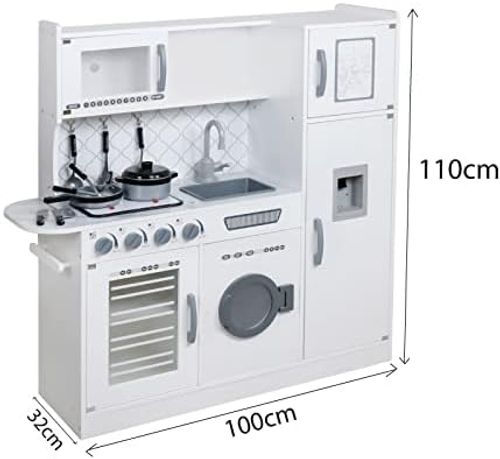 מטבח מעץ לילדים עם כיריים אורות וצלילים שלל אביזרי משחק - דגם אביב